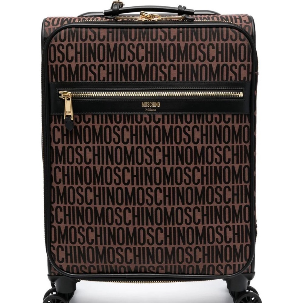 AUTHENTIC MOSCHINO monogram-pattern leather suitcase